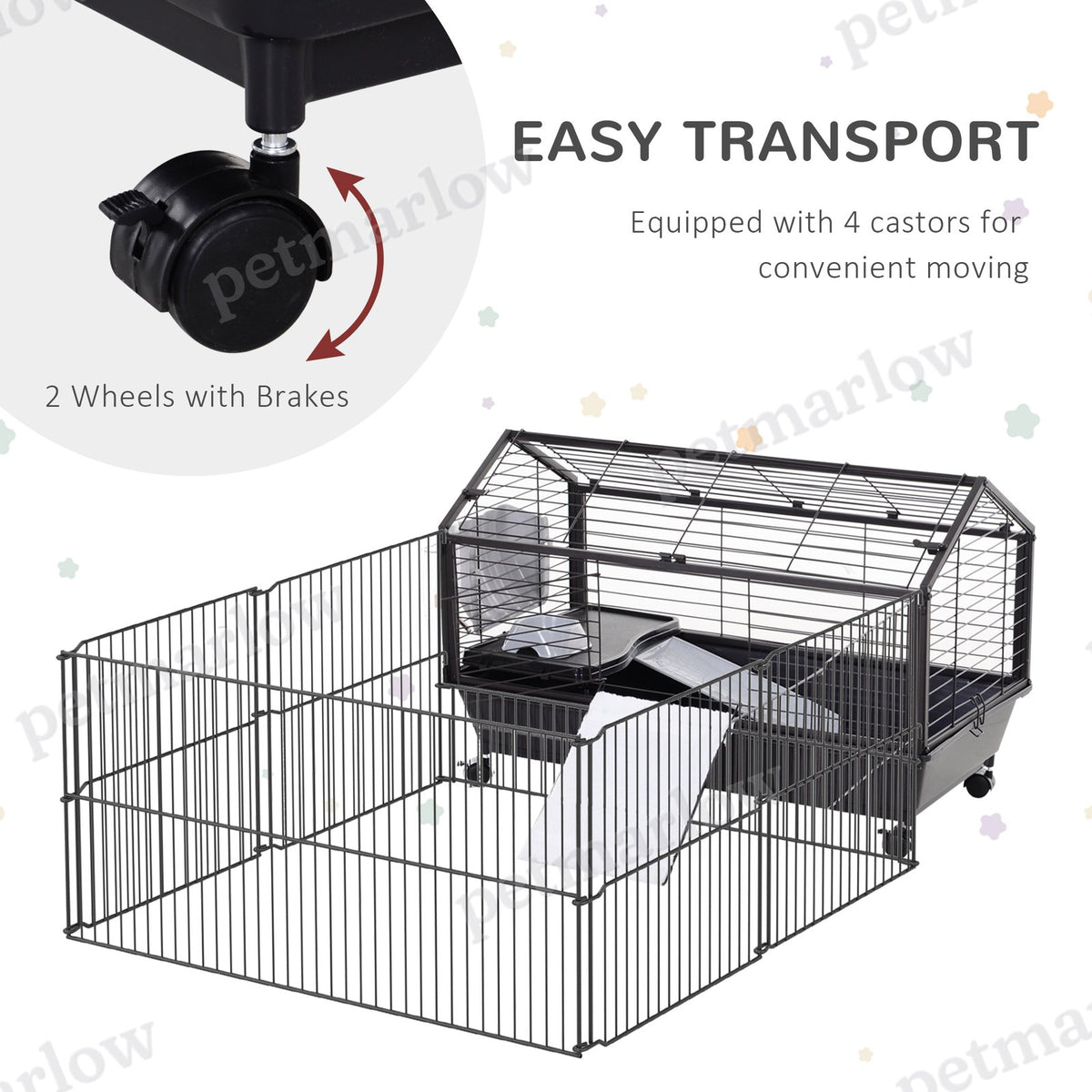 Rolling Metal Hutch Cage for Small Animals with Run – view 4