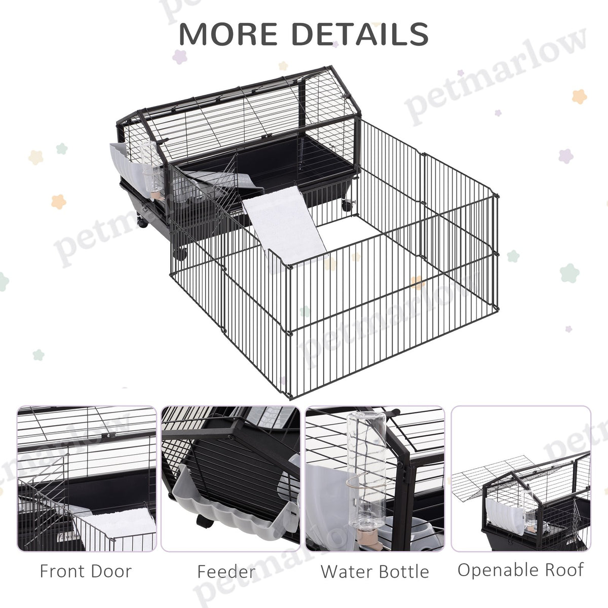 Rolling Metal Hutch Cage for Small Animals with Run – view 5