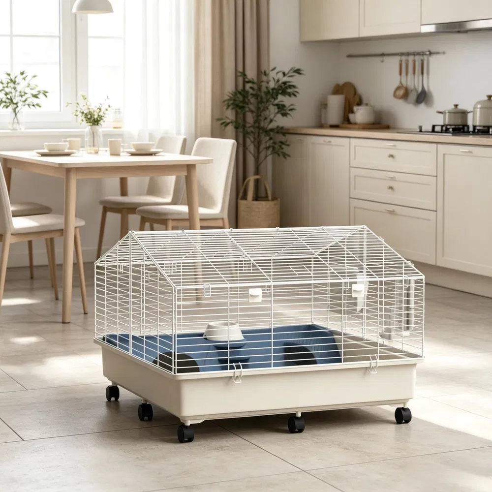 Rolling Small Animal Cage with Accessories for Rabbits and Guinea Pigs – view 2