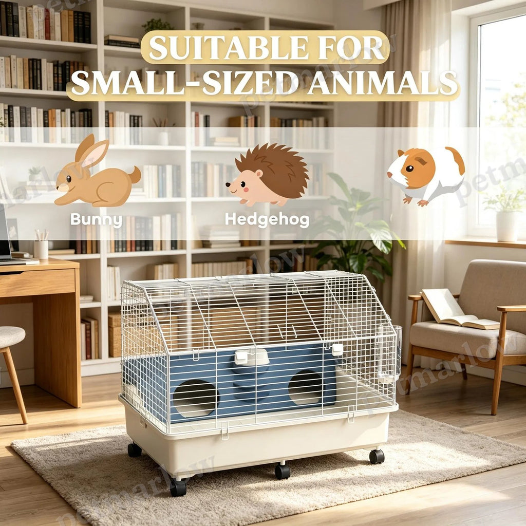 Rolling Small Animal Cage with Accessories for Rabbits and Guinea Pigs – view 3