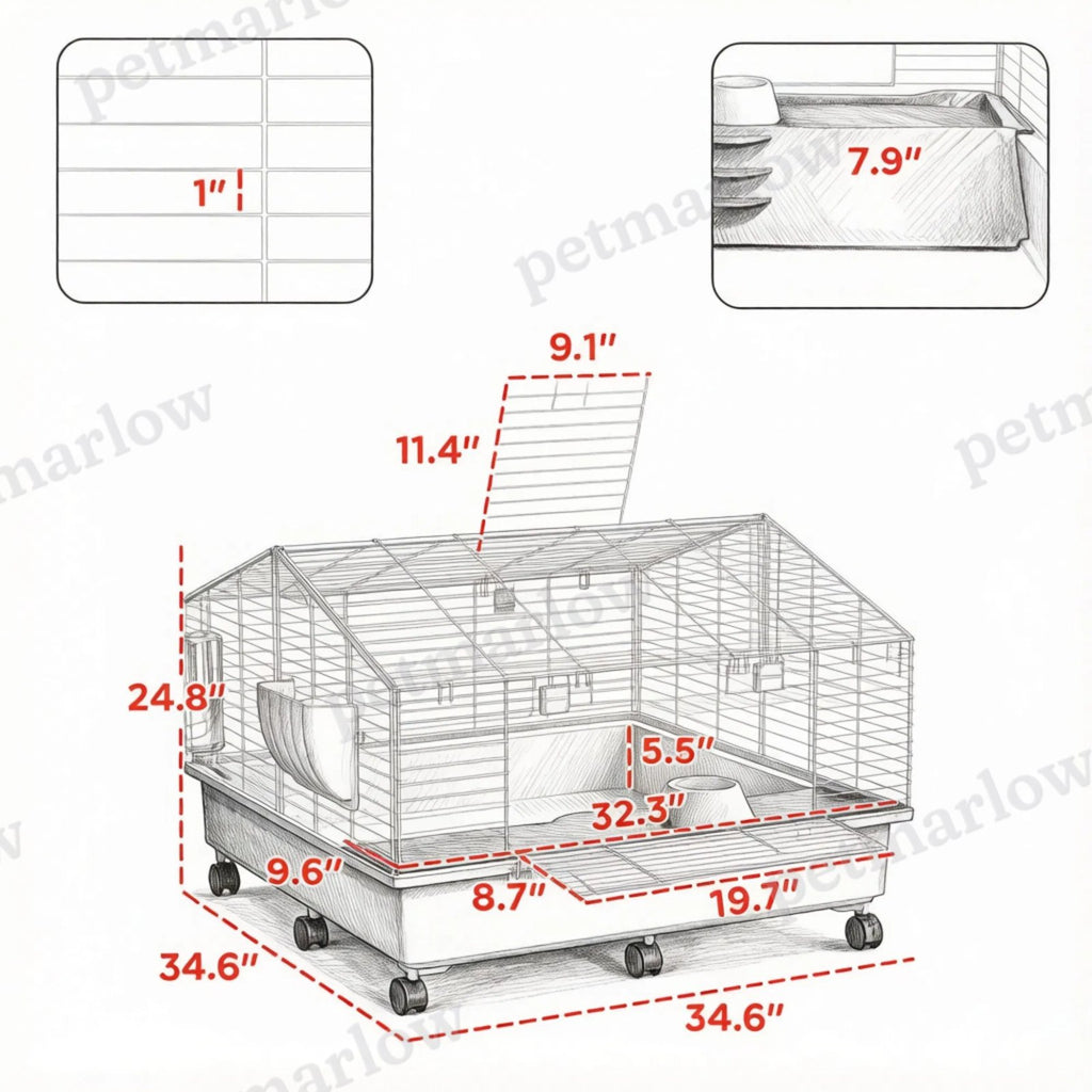 Rolling Small Animal Cage with Accessories for Rabbits and Guinea Pigs – view 5