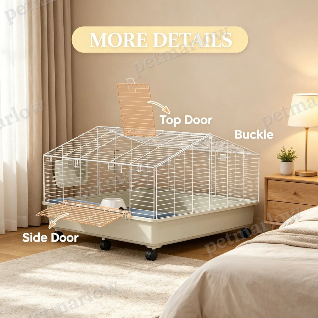 Rolling Small Animal Cage with Accessories for Rabbits and Guinea Pigs – view 6