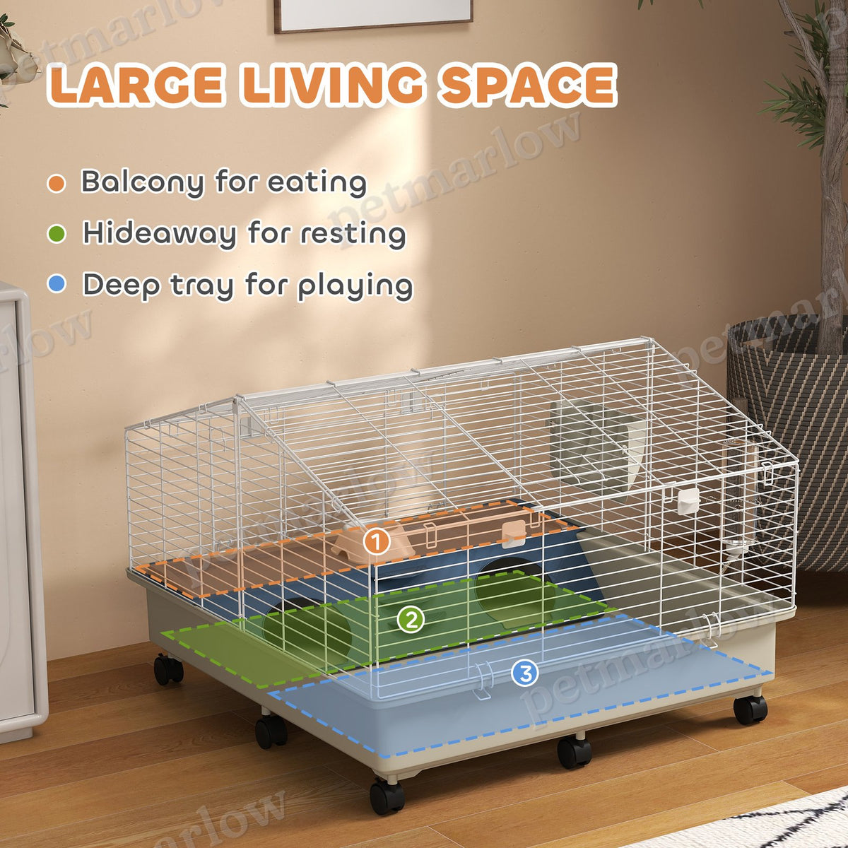 Rolling Small Animal Cage with Feeder and Water Bottle – view 3