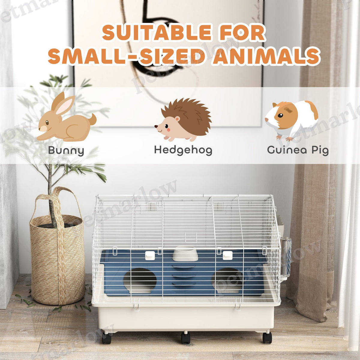 Rolling Small Animal Cage with Feeder and Water Bottle – view 6