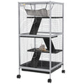 Rolling Small Animal Cage with Hammock for Ferrets and Chinchillas – White / 550x550x240 mm