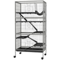 Rolling Small Animal Cage with Hammock for Ferrets and Chinchillas – Gray / 860x280x600 mm