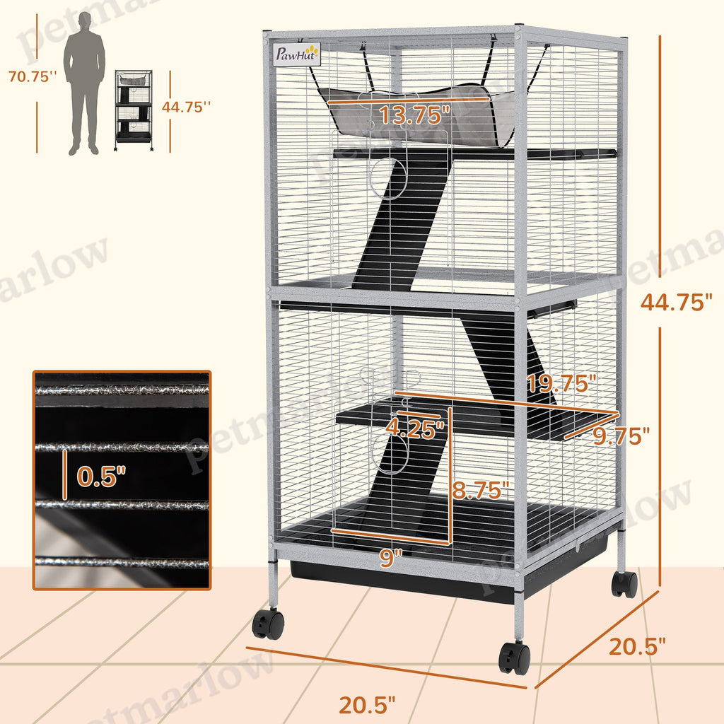 Rolling Small Animal Cage with Hammock for Ferrets and Chinchillas – view 3