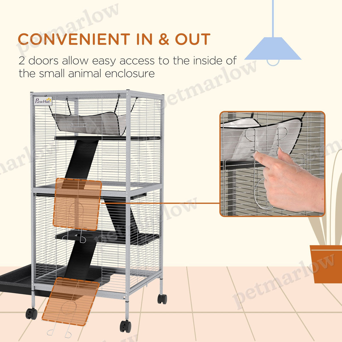 Rolling Small Animal Cage with Hammock for Ferrets and Chinchillas – view 4