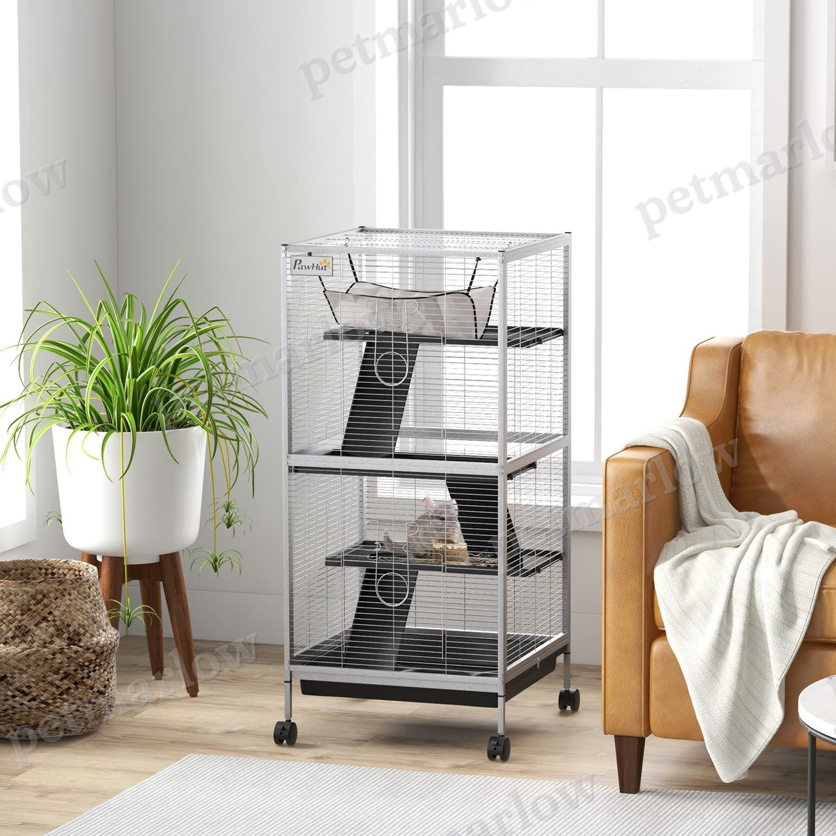 Rolling Small Animal Cage with Hammock for Ferrets and Chinchillas – view 5