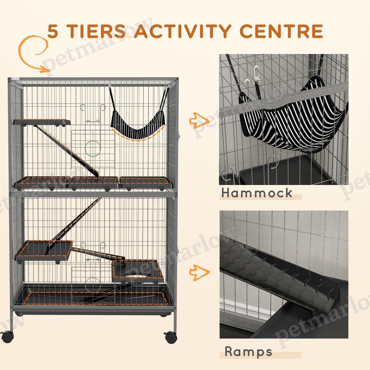 Rolling Small Animal Cage with Hammock – view 5