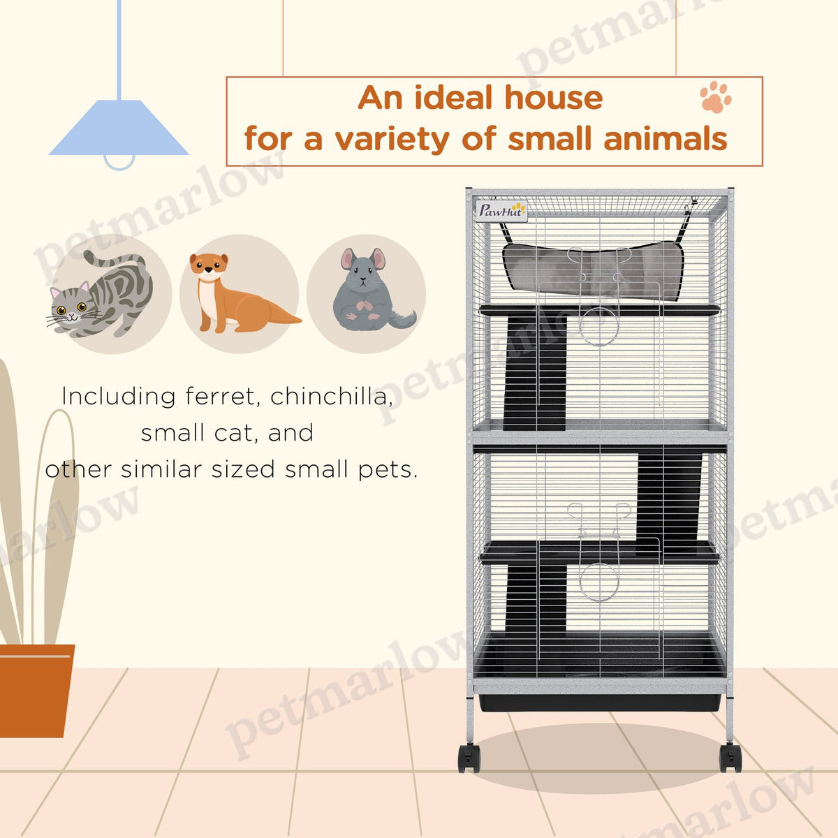 Rolling Small Animal Cage with Hammock for Ferrets and Chinchillas – view 6