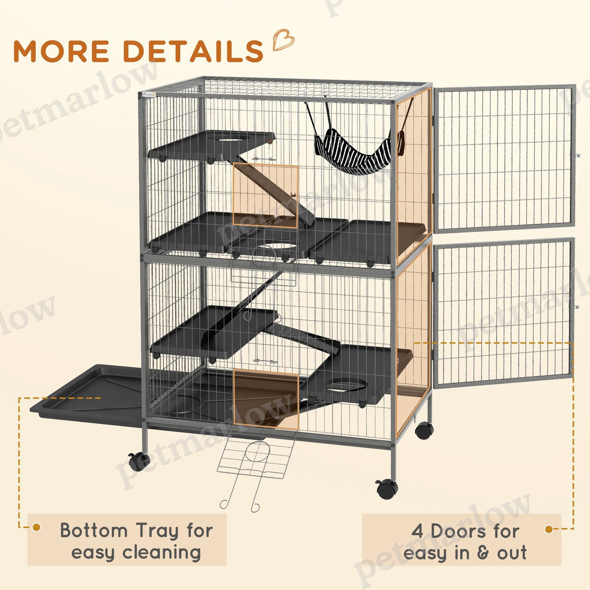 Rolling Small Animal Cage with Hammock – view 6