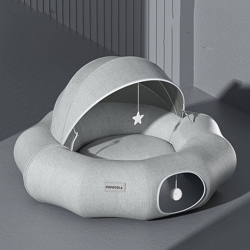 Round Cat Tunnel Bed with Summer Mat