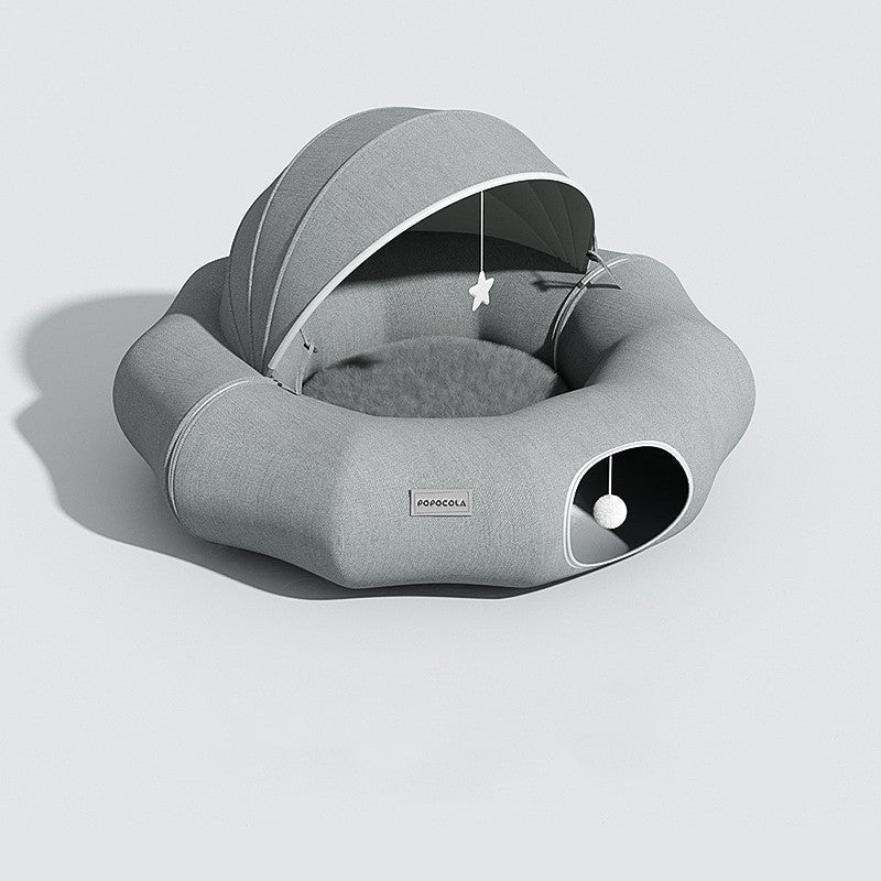 Round Cat Tunnel Bed with Summer Mat – Cat tunnel nest