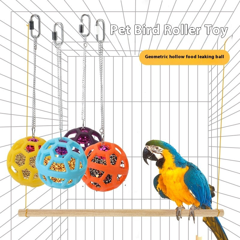 Rubber Parrot Hanging Bell Ball For Pet Birds Gnawing Chew Toys