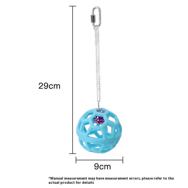 Rubber Parrot Hanging Bell Ball For Pet Birds Gnawing Chew Toys – Blue Bell Ball