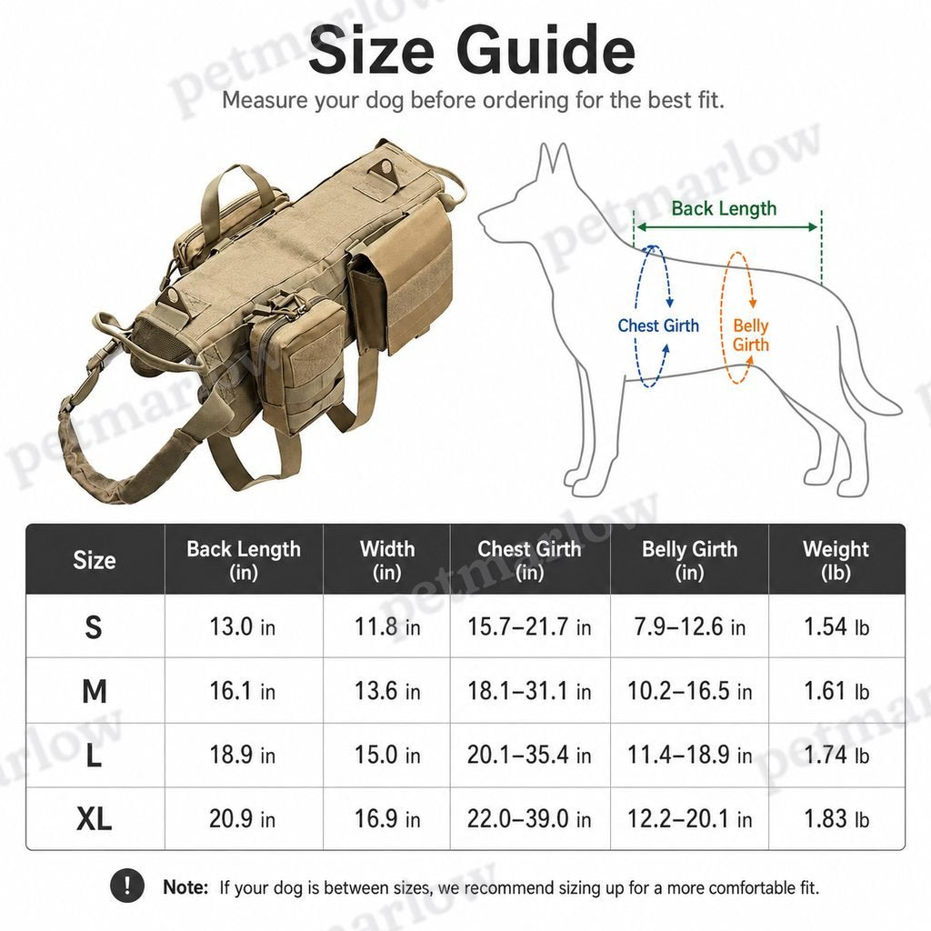 Rugged 600D Nylon Tactical Dog Backpack Harness – view 5