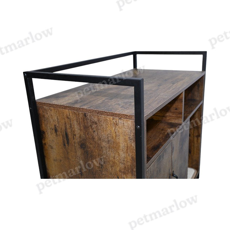 Cat Litter Box Enclosure with Rustic Brown Finish – view 2