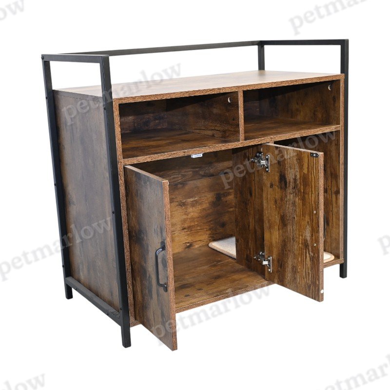 Cat Litter Box Enclosure with Rustic Brown Finish – view 3