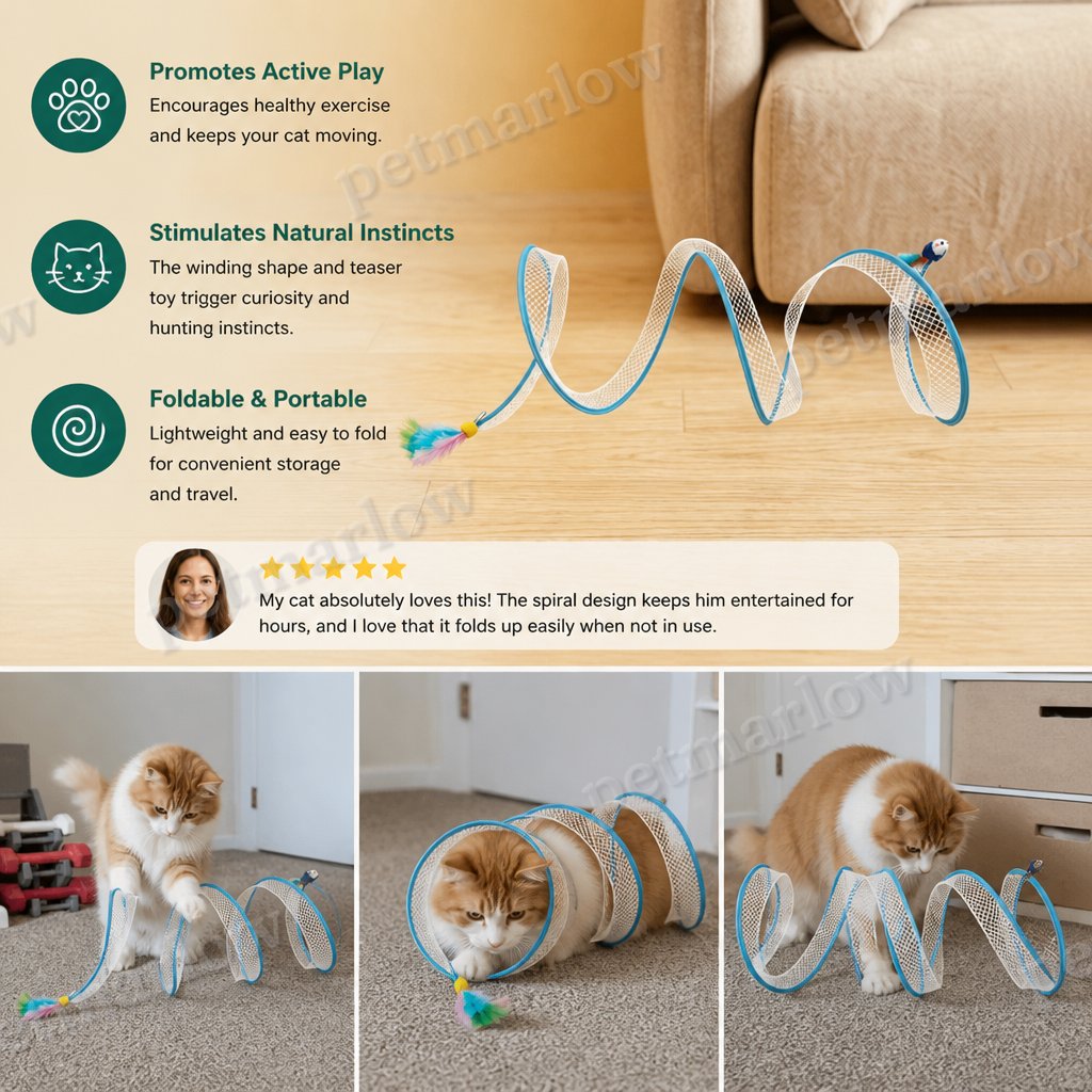 S-Shaped Cat Tunnel Toy – Interactive Foldable Play Tunnel – view 4