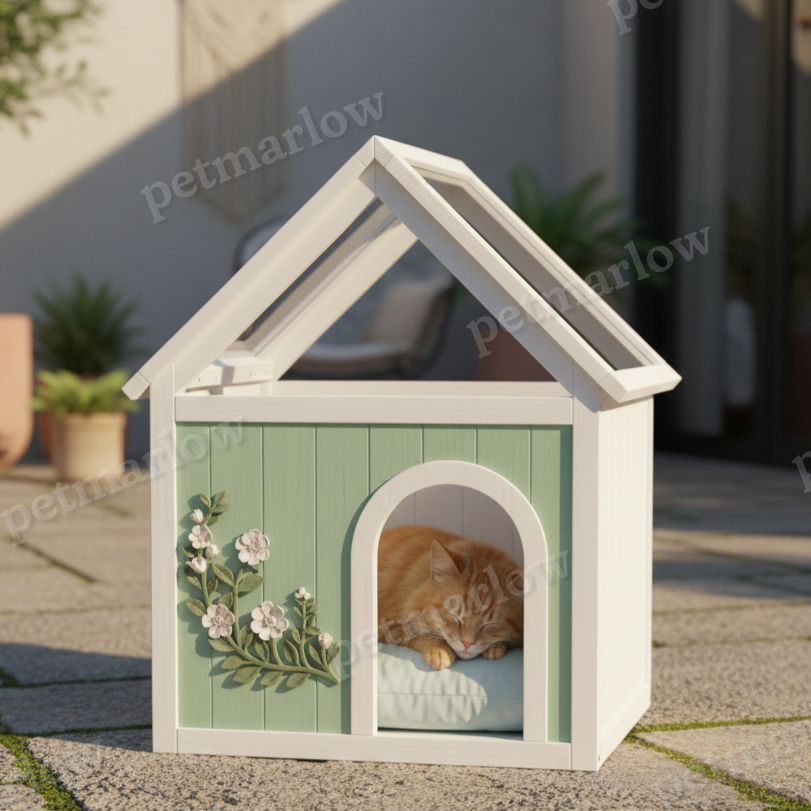 Cedar Indoor Cat House with Acrylic Roof – view 2