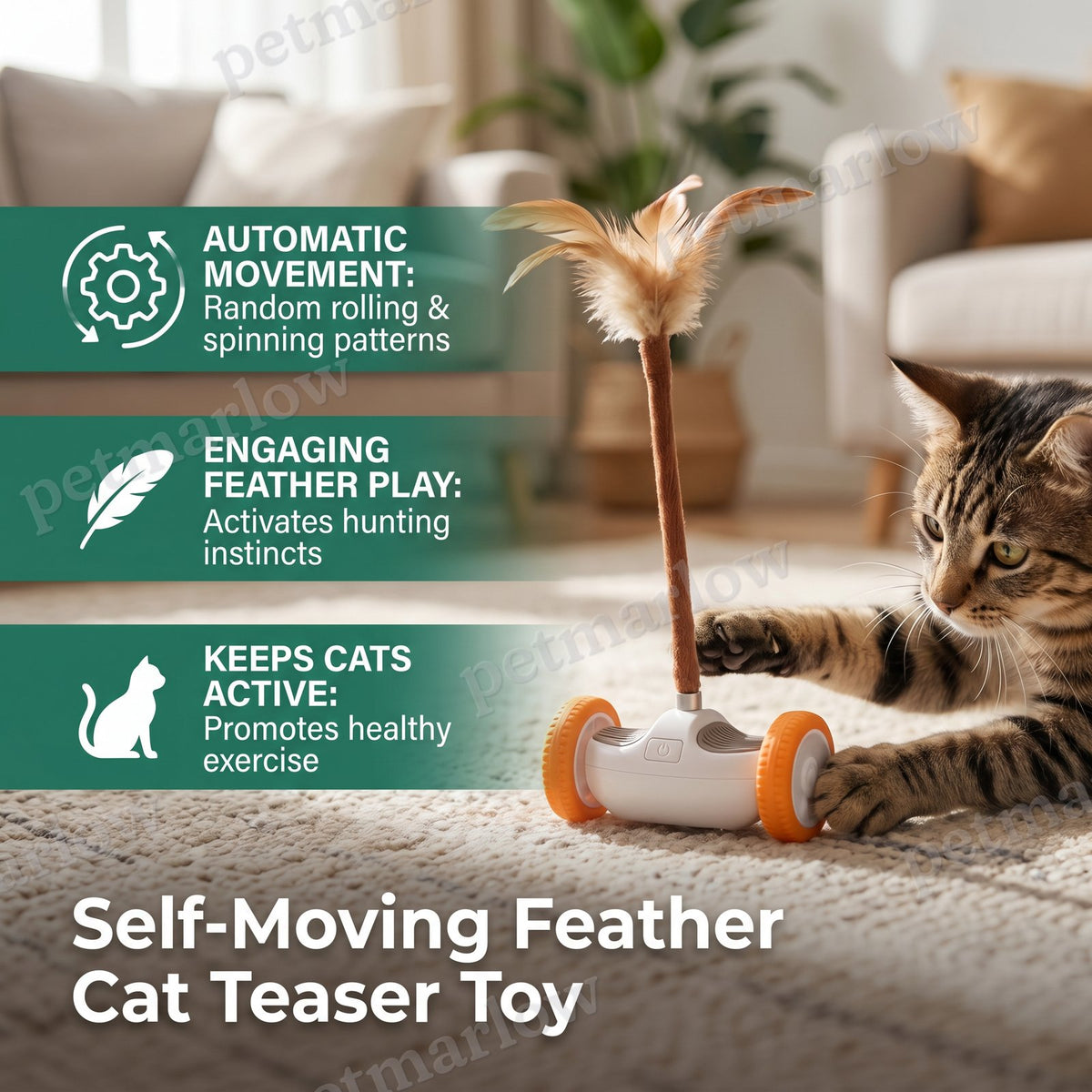Self-Moving Feather Cat Teaser Toy – view 4