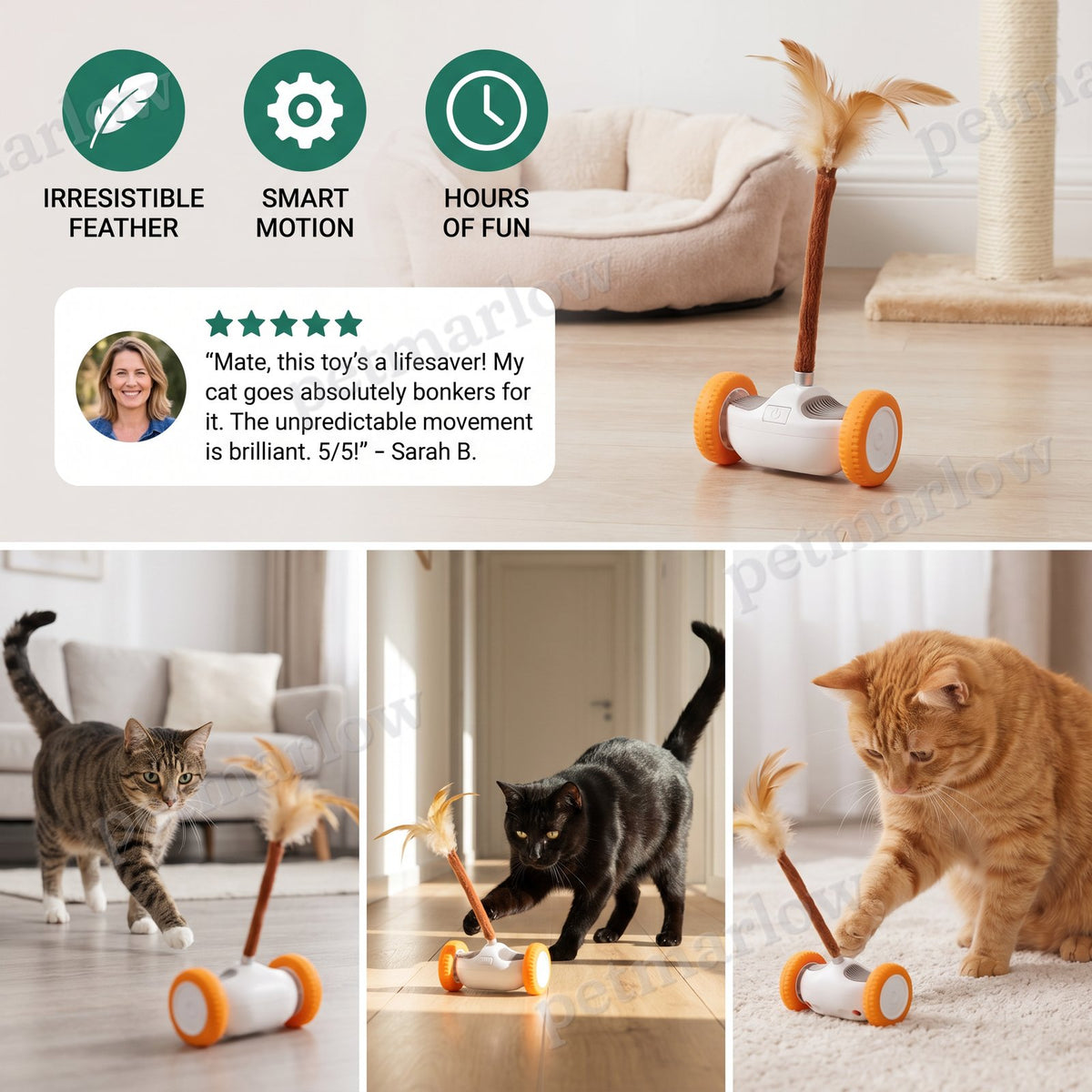 Self-Moving Feather Cat Teaser Toy – view 5