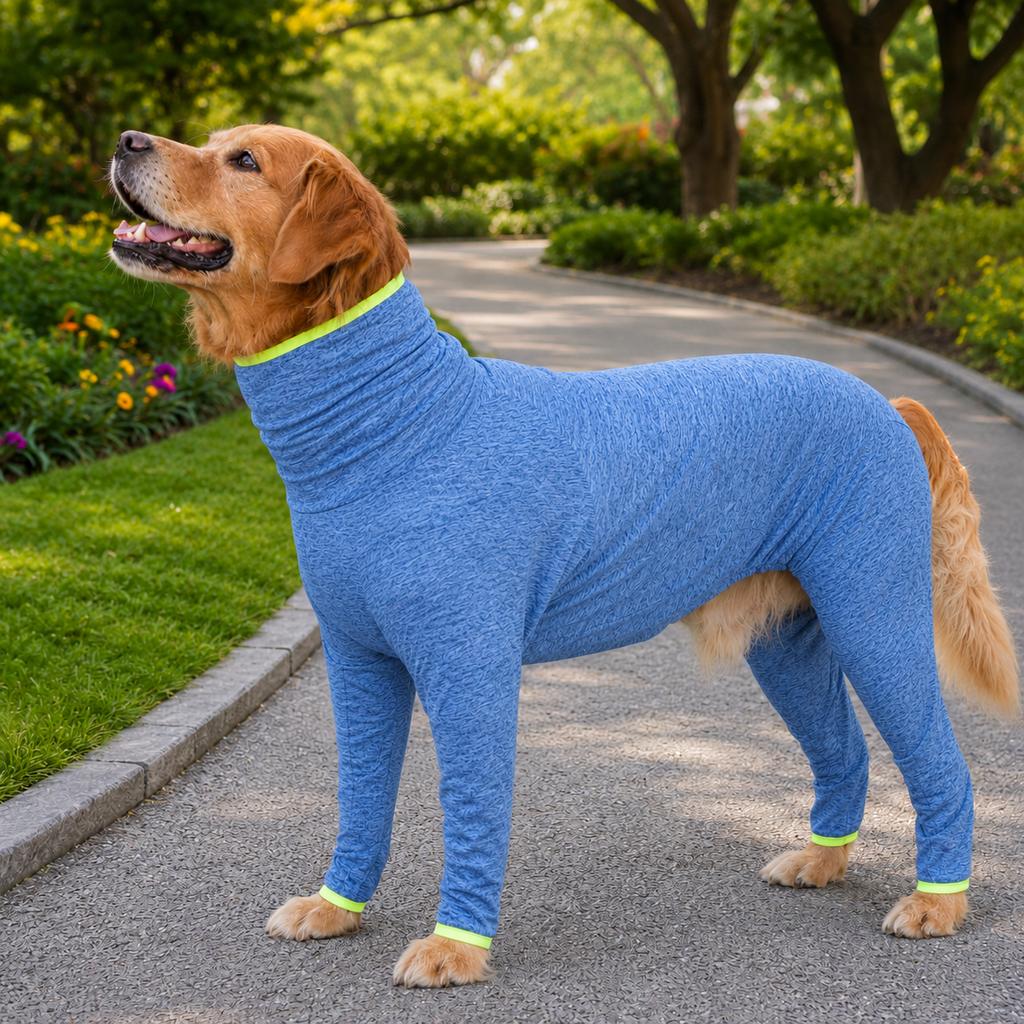 Shedding-Control Stretch Dog Full-Body Suit (Large Breed) – Deep Blue / 11XL