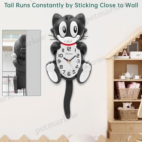 Silent Non Ticking with Moving Eyes and Pendulum Tail – view 3