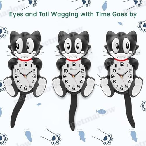 Silent Non Ticking with Moving Eyes and Pendulum Tail – view 4