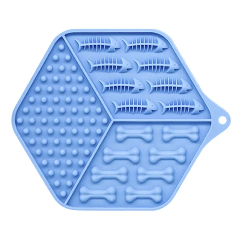Silicone Food Mat for Dogs and Cats - Non-Slip Licking Mat for Meals and Snacks – Blue
