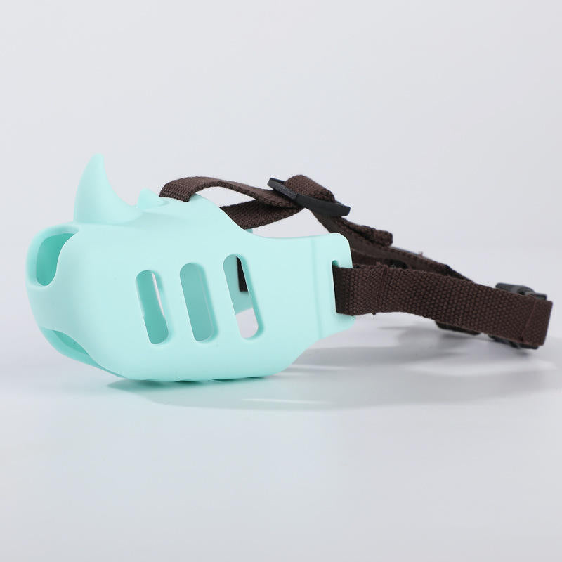 Silicone Pet Mouth Cover Soft Breathable Dog Safe Muzzle With Adjustable Straps – light blue / S