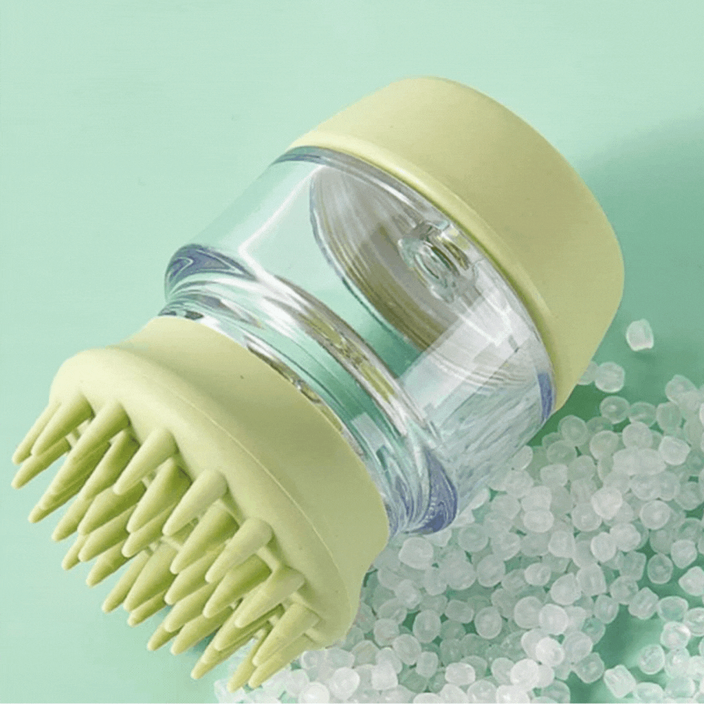 Silicone Shower Brush with Reservoir for Pets – Green