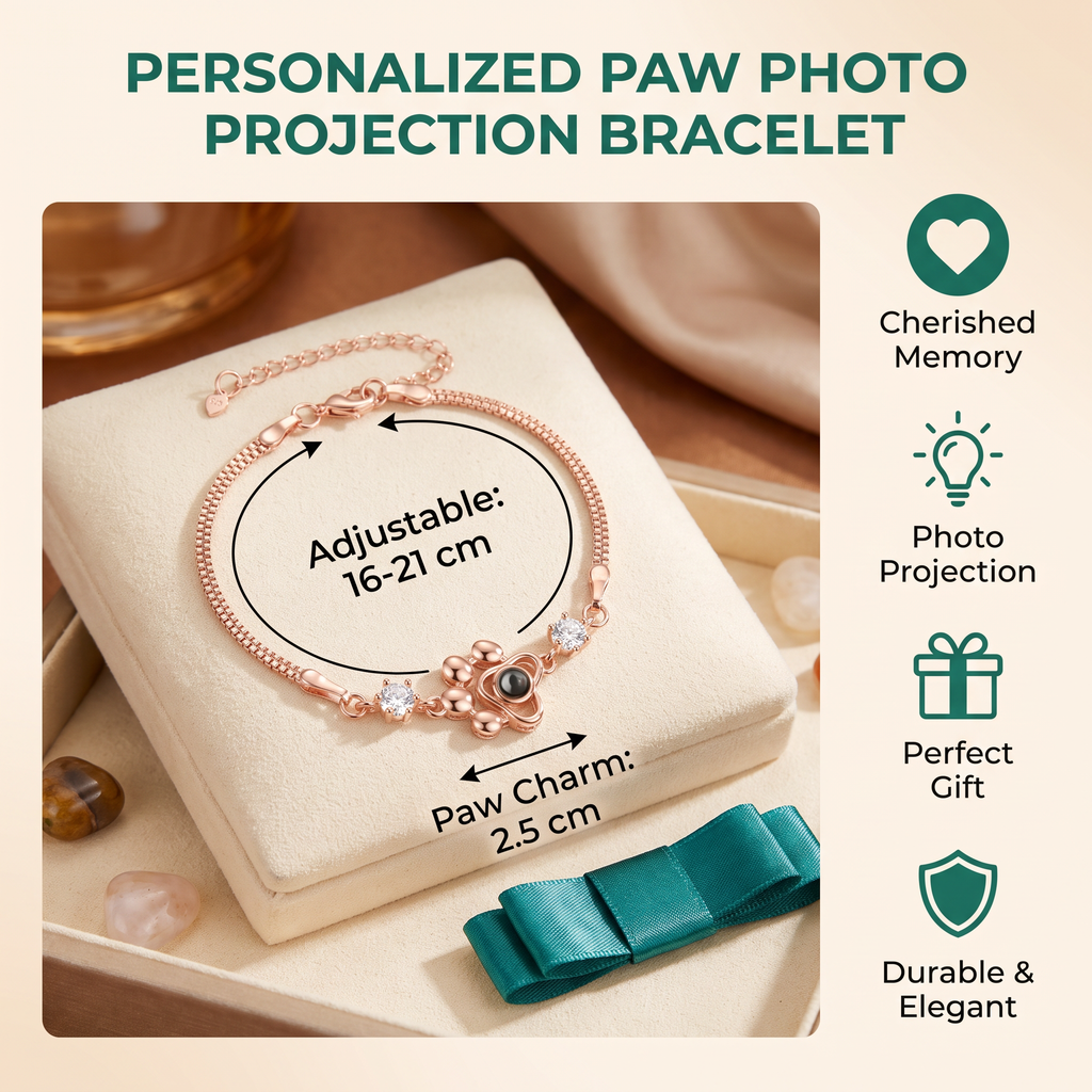 Personalized Paw Photo Projection Keepsake Bracelet – view 8
