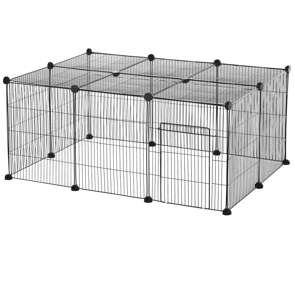 Small Animal Cage for Bunnies, Guinea Pigs, and Chinchillas – Black
