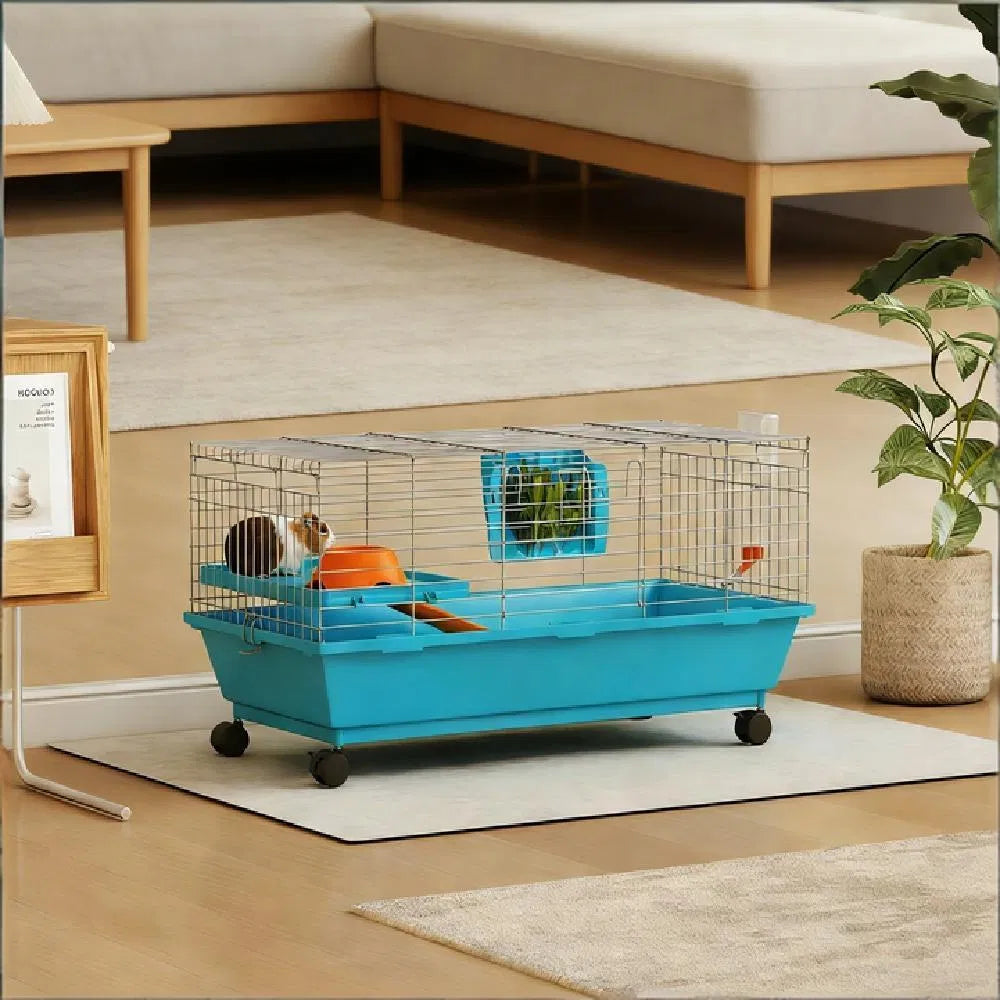 Small Animal Cage for Rabbits and Guinea Pigs with Rolling Base