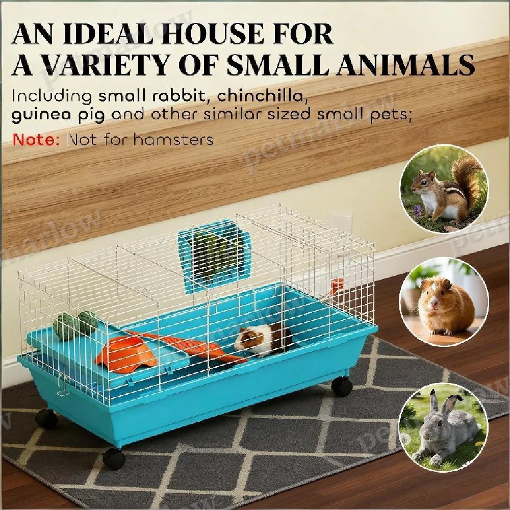 Small Animal Cage for Rabbits and Guinea Pigs with Rolling Base – view 4