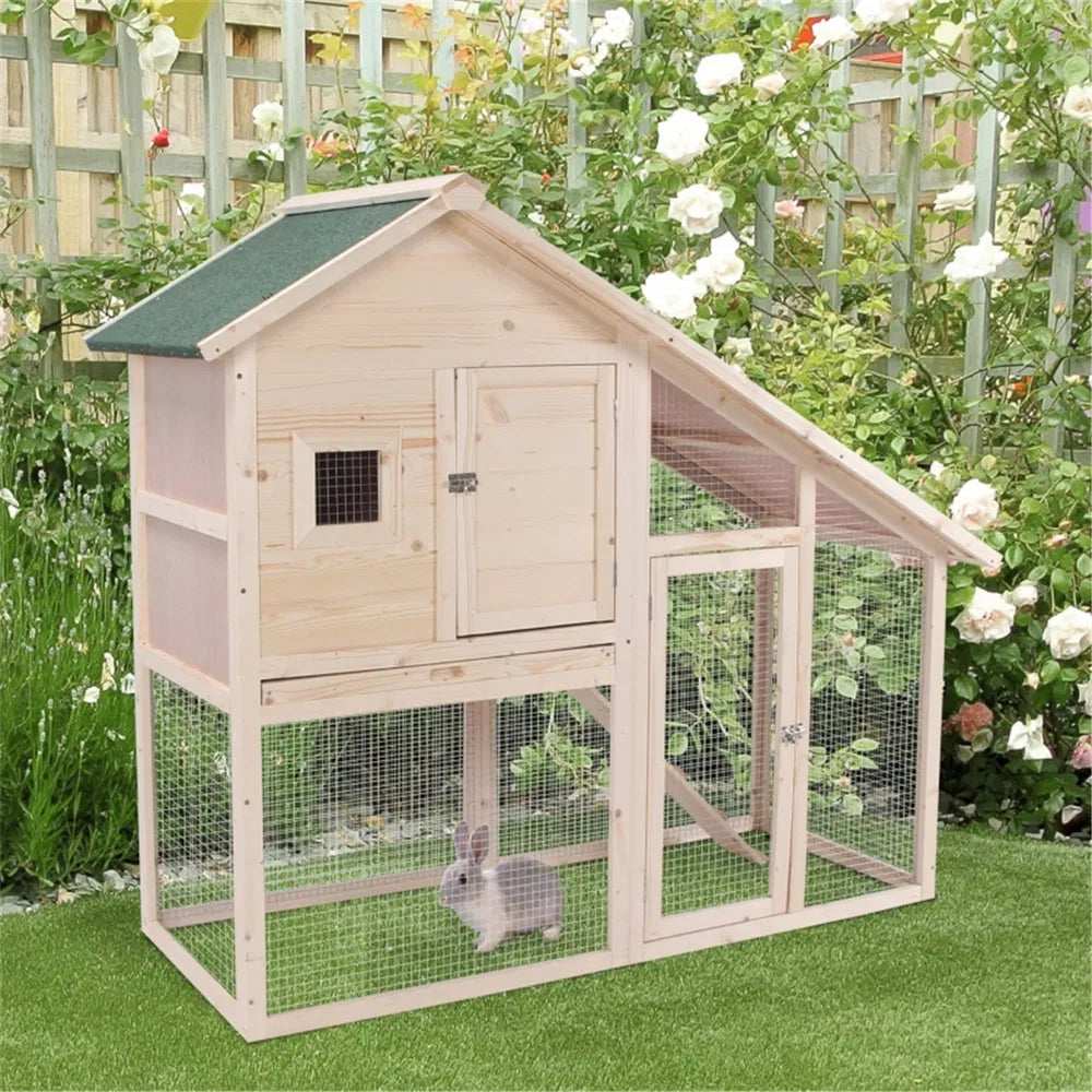 Small Animal Cage with Elevated Living Space and Run – view 2