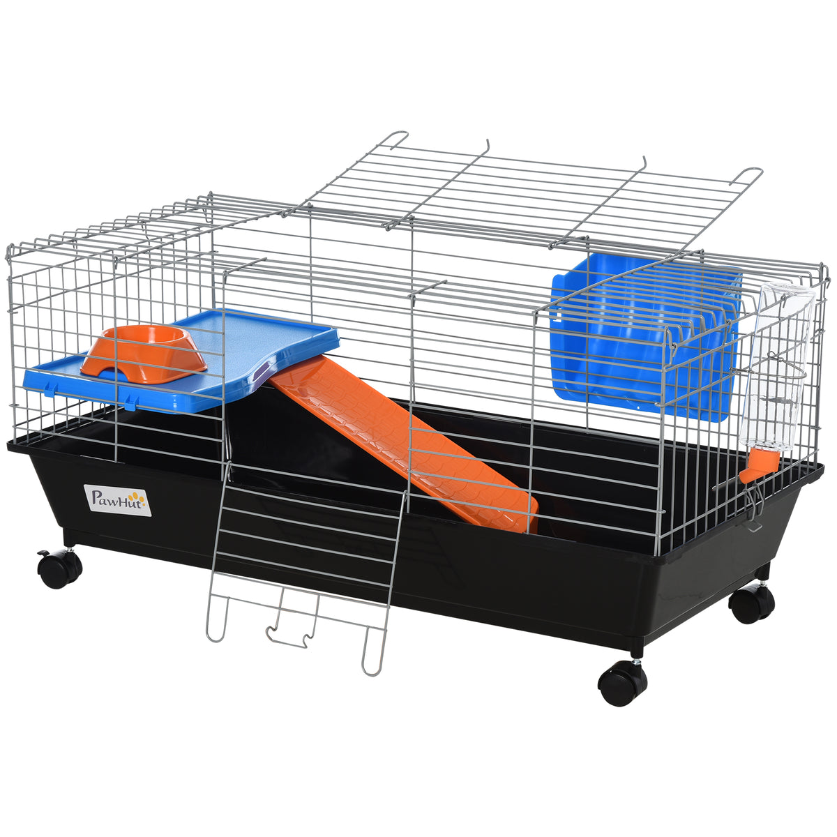 Small Animal Cage with Ramp and Accessories for Pets – Black / 915x475x180 mm