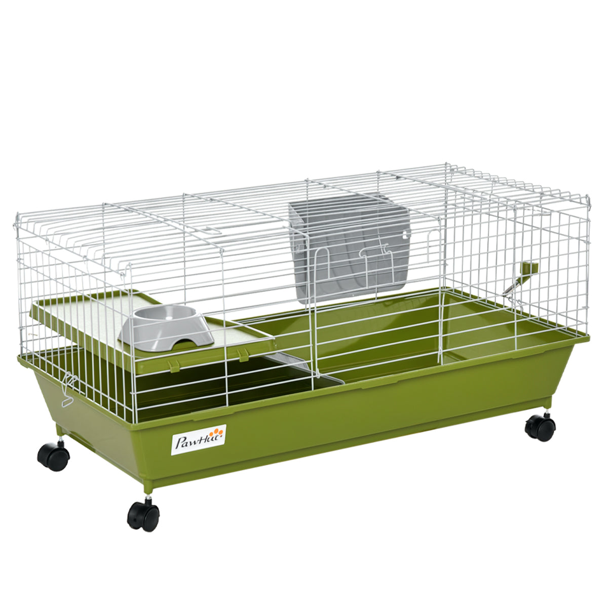 Small Animal Cage with Ramp and Platform – Green / 915x475x180 mm