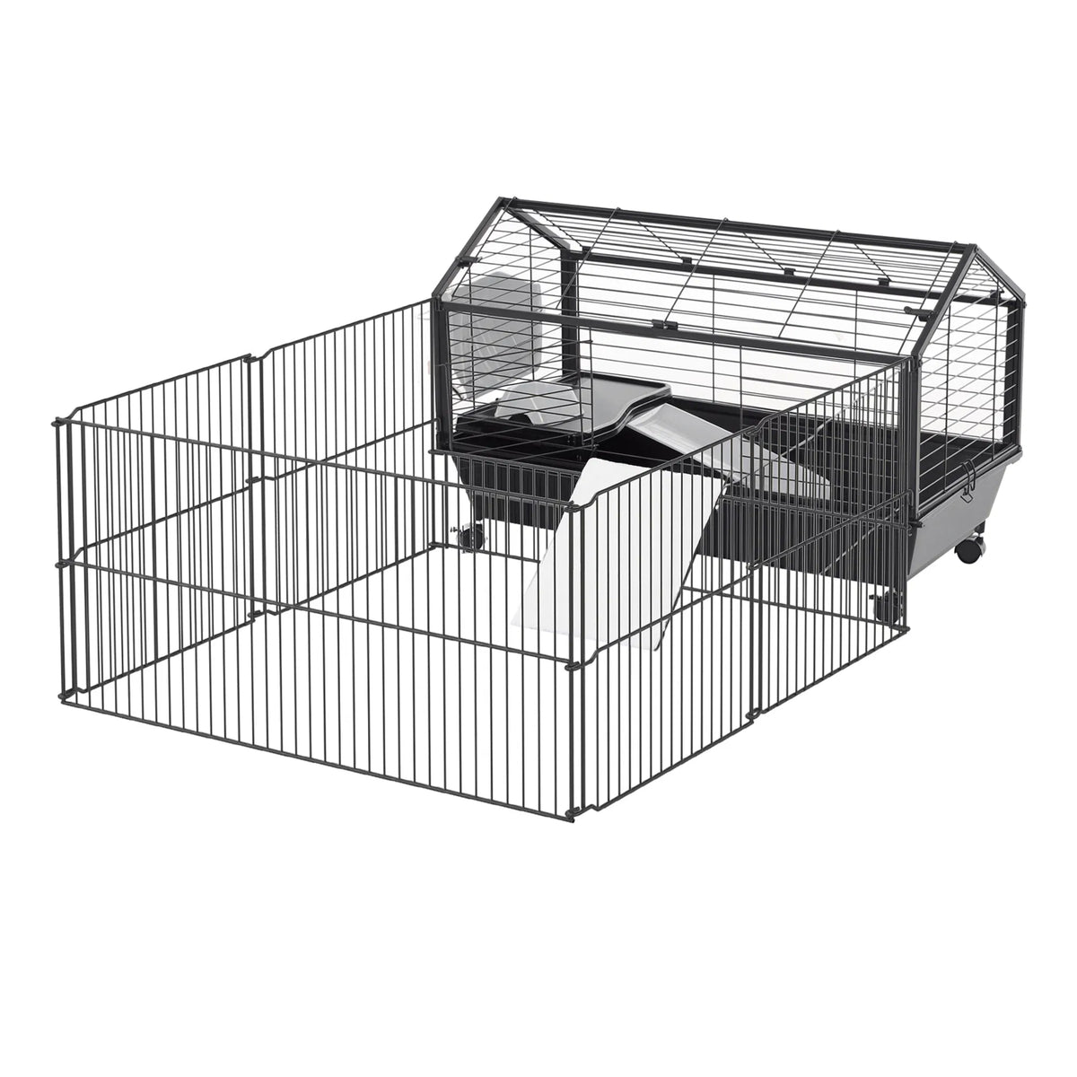 Small Animal Cage with Removable Wheels and Foldable Design