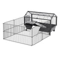 Small Animal Cage with Removable Wheels and Foldable Design – Black and Beige