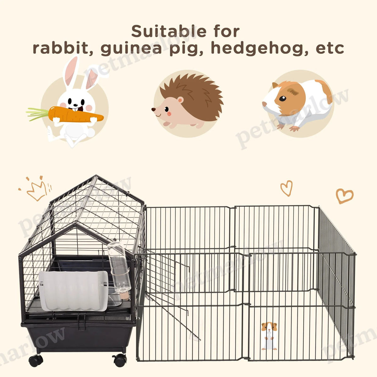 Small Animal Cage with Removable Wheels and Foldable Design – view 3