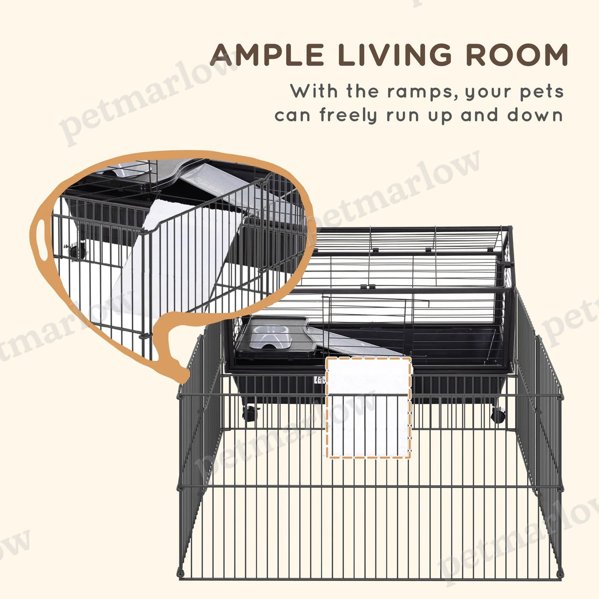 Small Animal Cage with Removable Wheels and Foldable Design – view 4