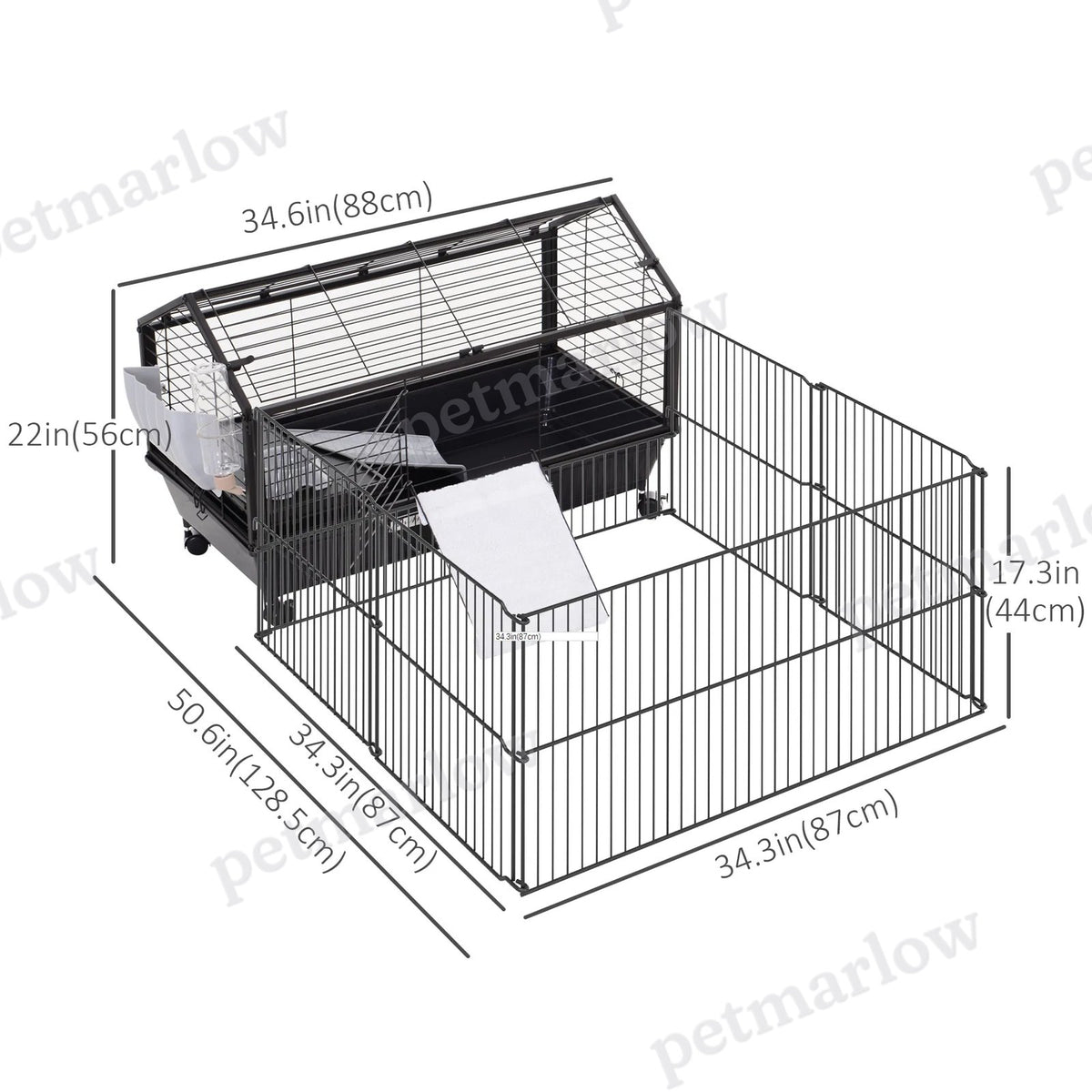 Small Animal Cage with Removable Wheels and Foldable Design – view 6