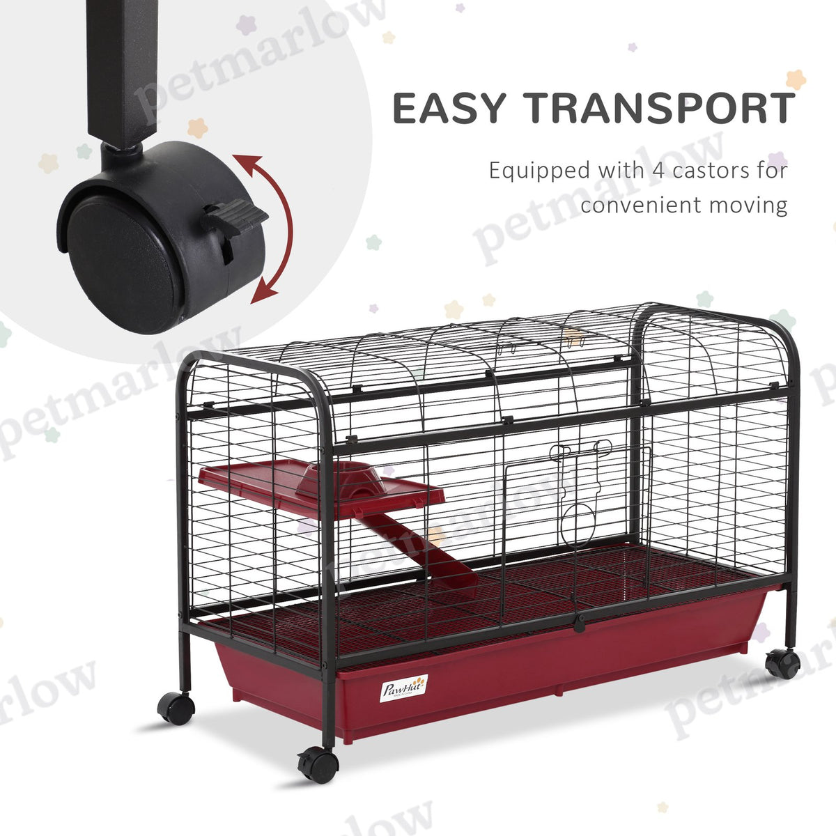 Small Animal Cage with Rolling Wheels and Feeder – view 3