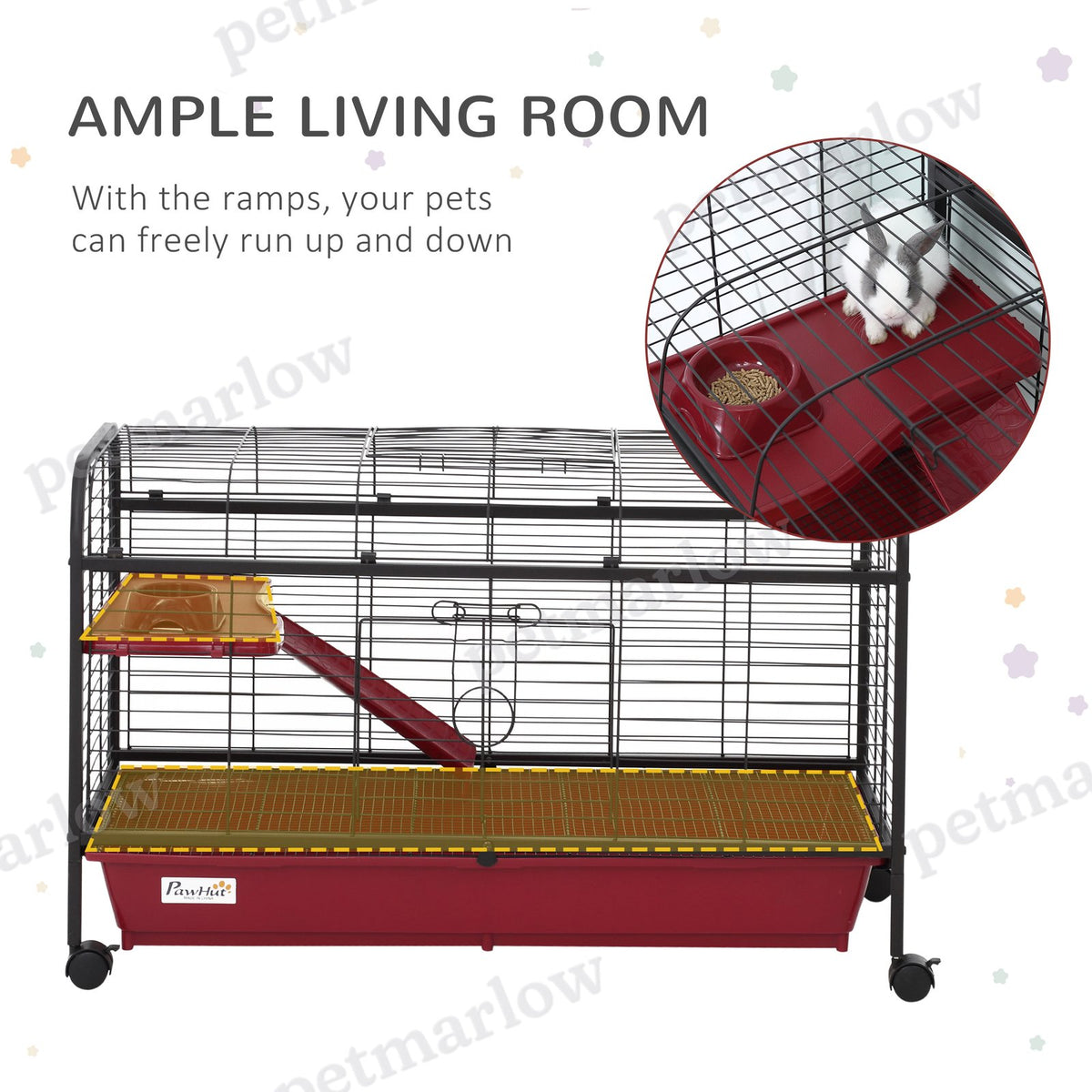 Small Animal Cage with Rolling Wheels and Feeder – view 6