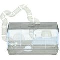 Small Animal Cage with Tubes and Exercise Wheel for Gerbils – Gray / 625x360x170 mm