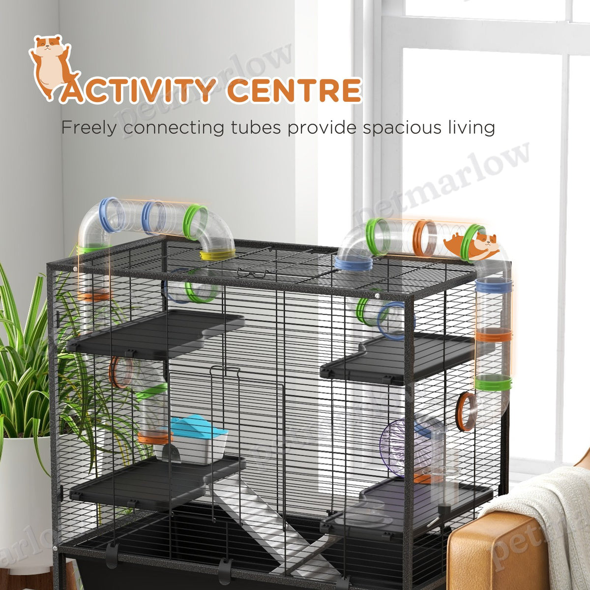 Small Animal Cage with Tubing System and Running Wheel – view 4