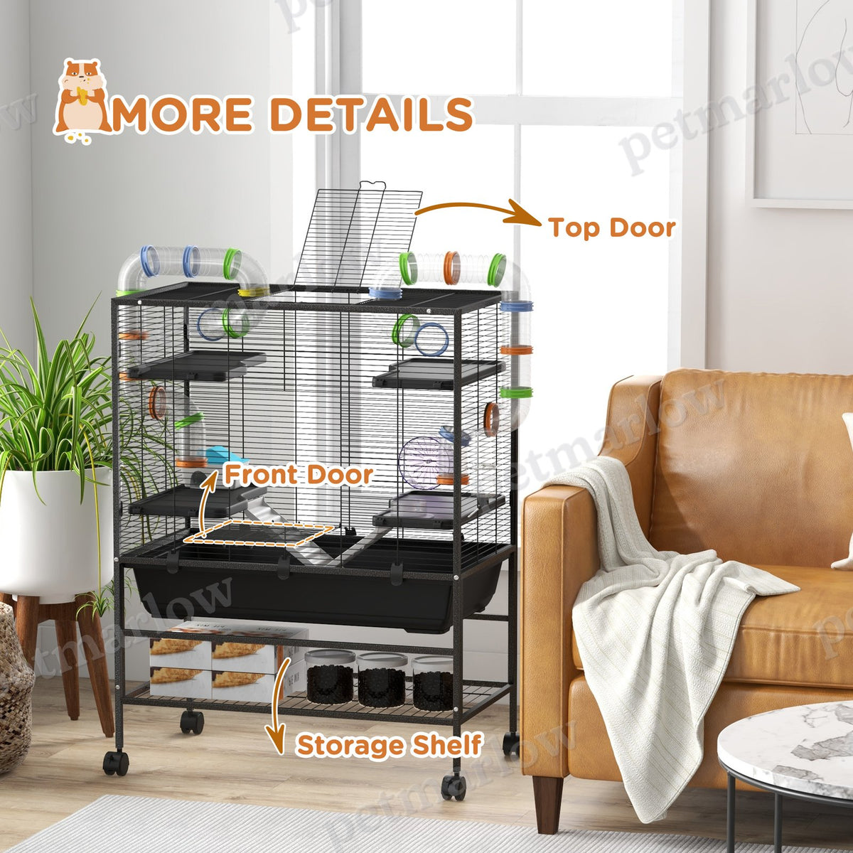 Small Animal Cage with Tubing System and Running Wheel – view 5